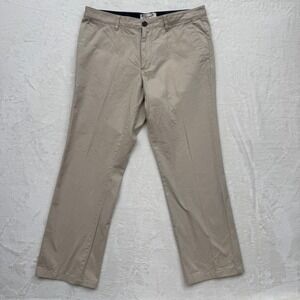 Original Penguin Chinos Mens 37x28 Tan Khaki Cotton Twill Straight Leg Trousers